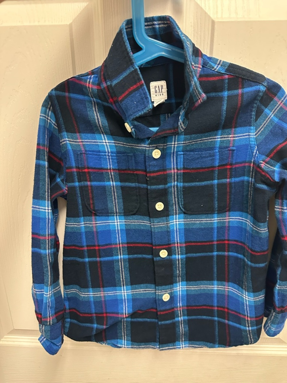 GAP Kids Blue Navy Plaid Button-Down Shirt